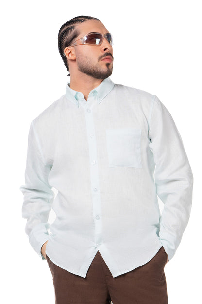 Men Light Blue & Brown Set - Shirt & Trousers