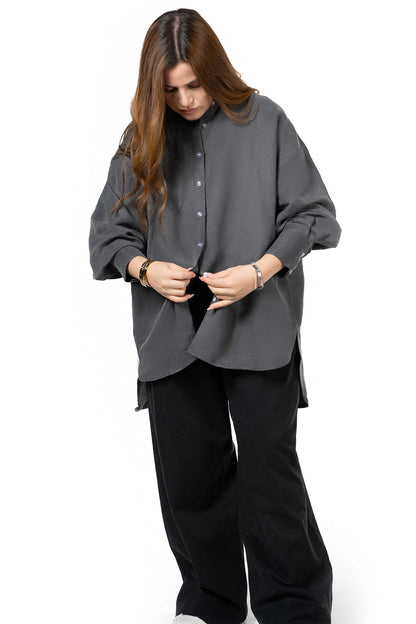 Women Gray & Black Set - Shirt & Trousers