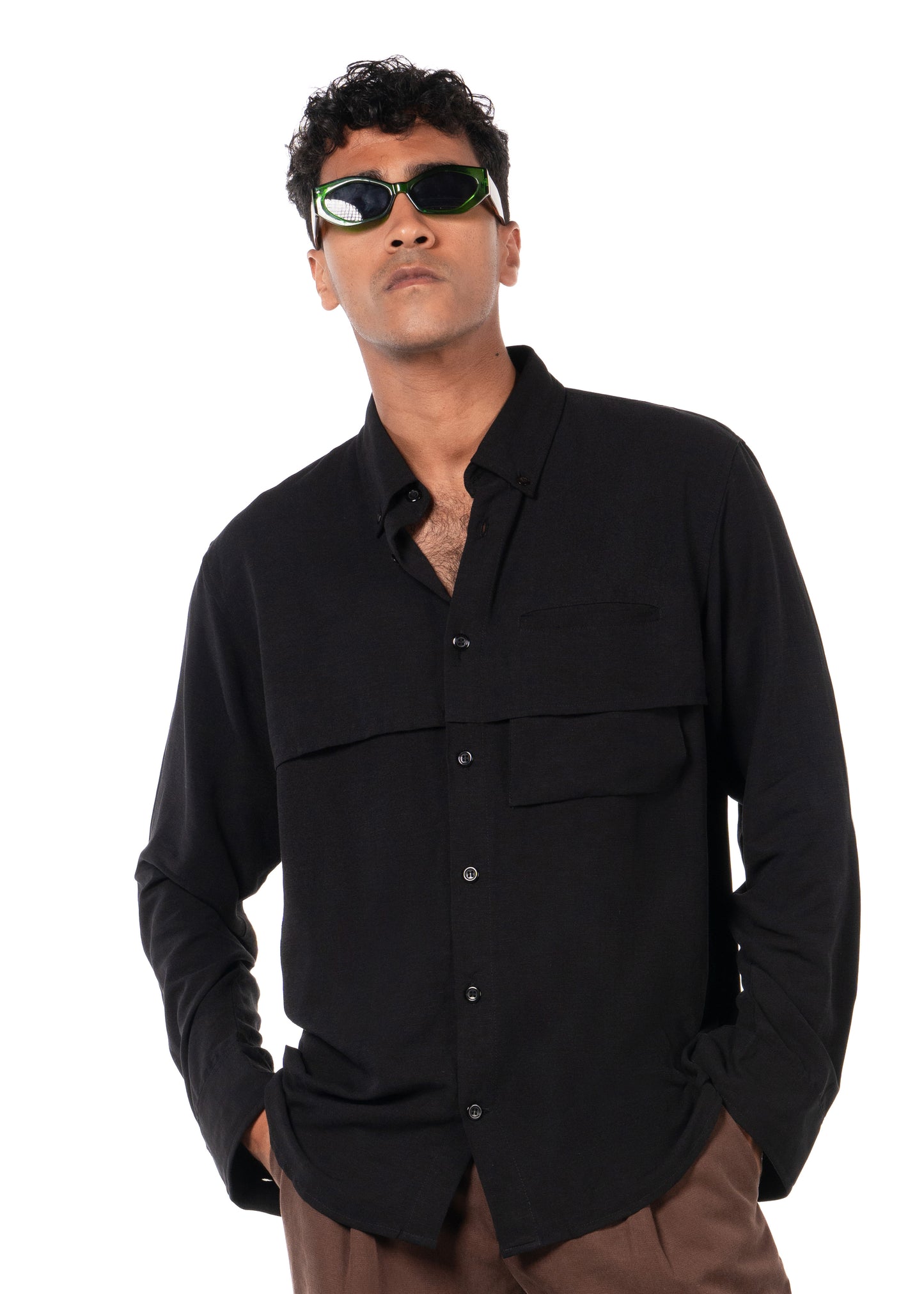 Men Black & Brown Set - Shirt & Trousers