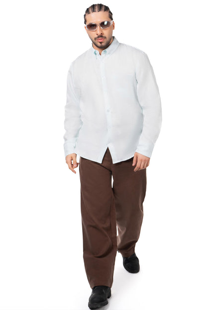 Men Light Blue & Brown Set - Shirt & Trousers