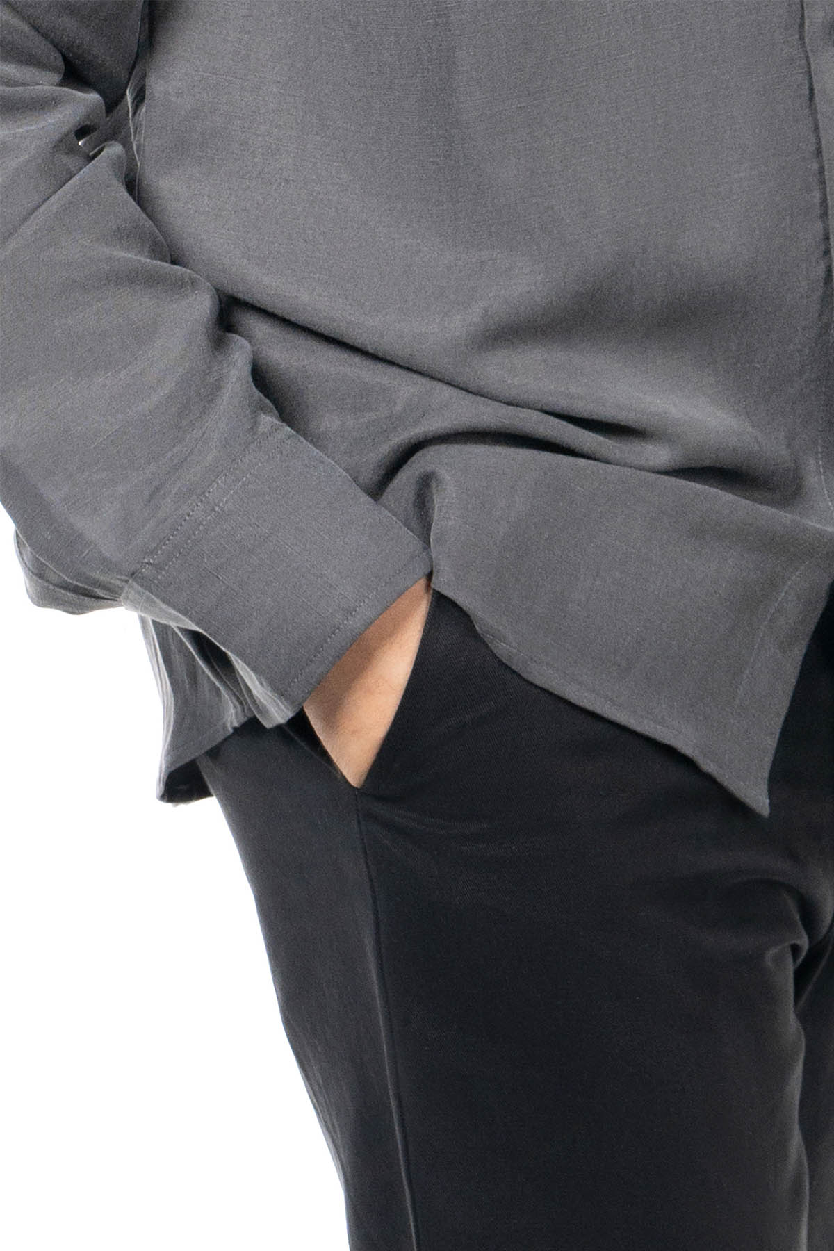 Men Gray Black Set - Shirt & Trousers