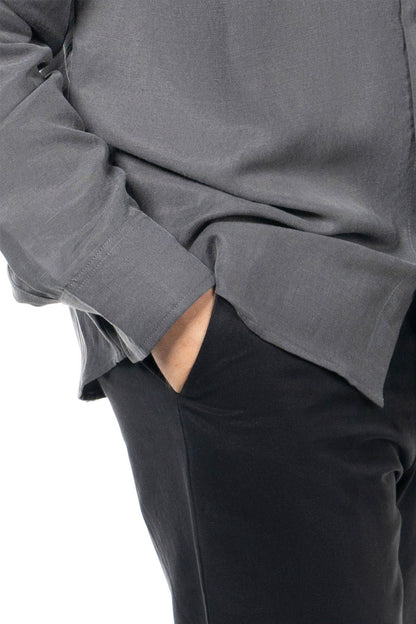 Men Gray Black Set - Shirt & Trousers