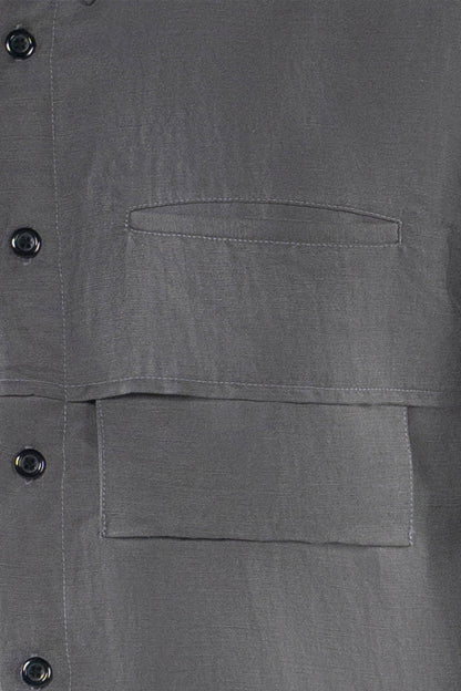 Men Gray Black Set - Shirt & Trousers