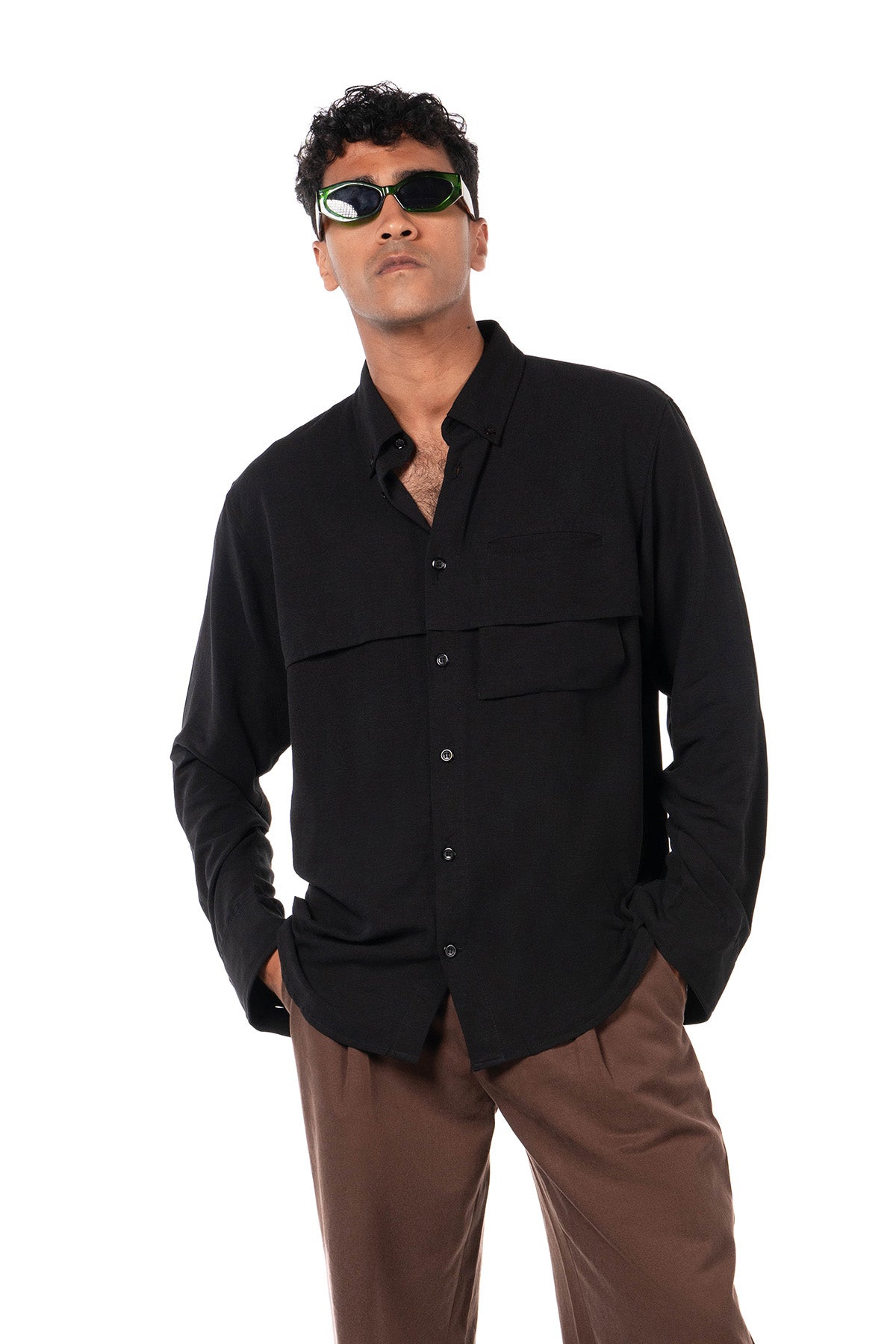 Men Black & Brown Set - Shirt & Trousers