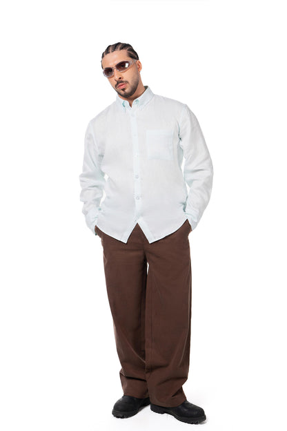 Men Light Blue & Brown Set - Shirt & Trousers