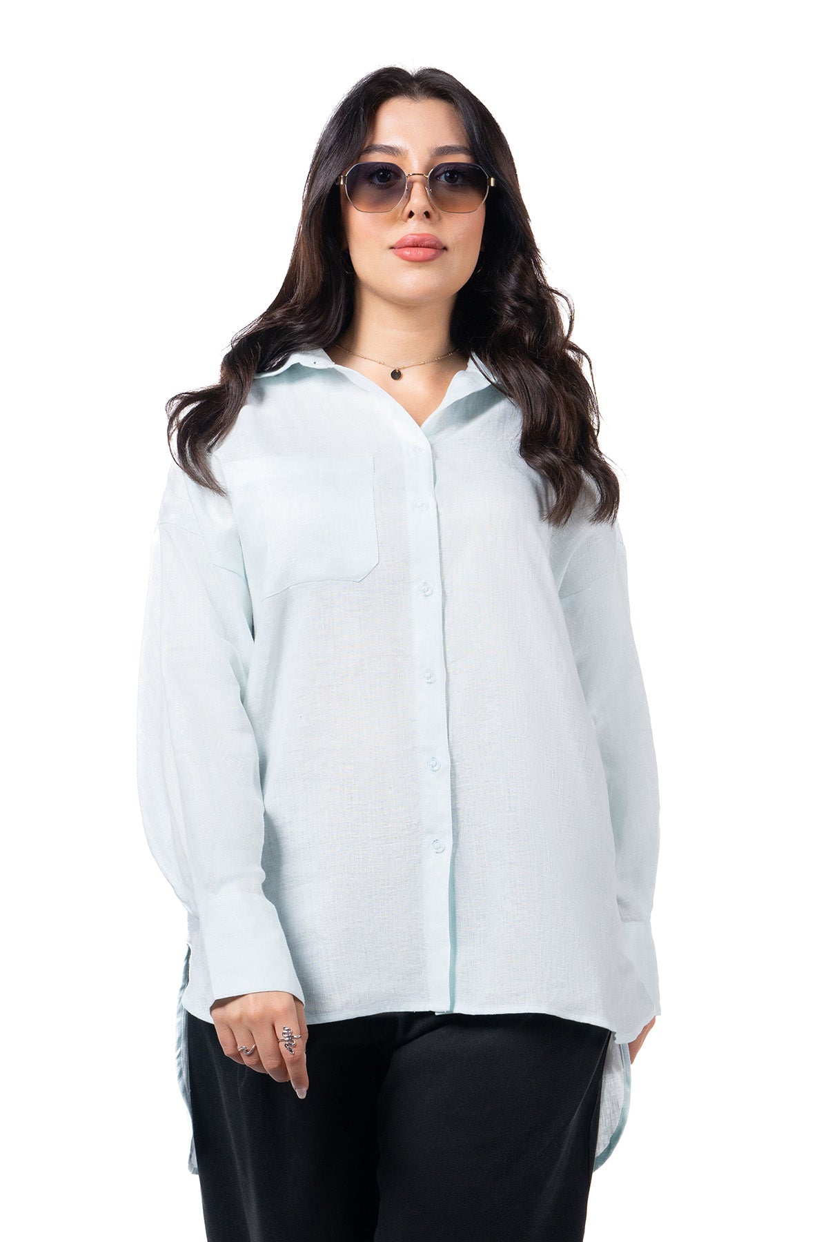 Women Light Blue & Black Set - Shirt & Trousers