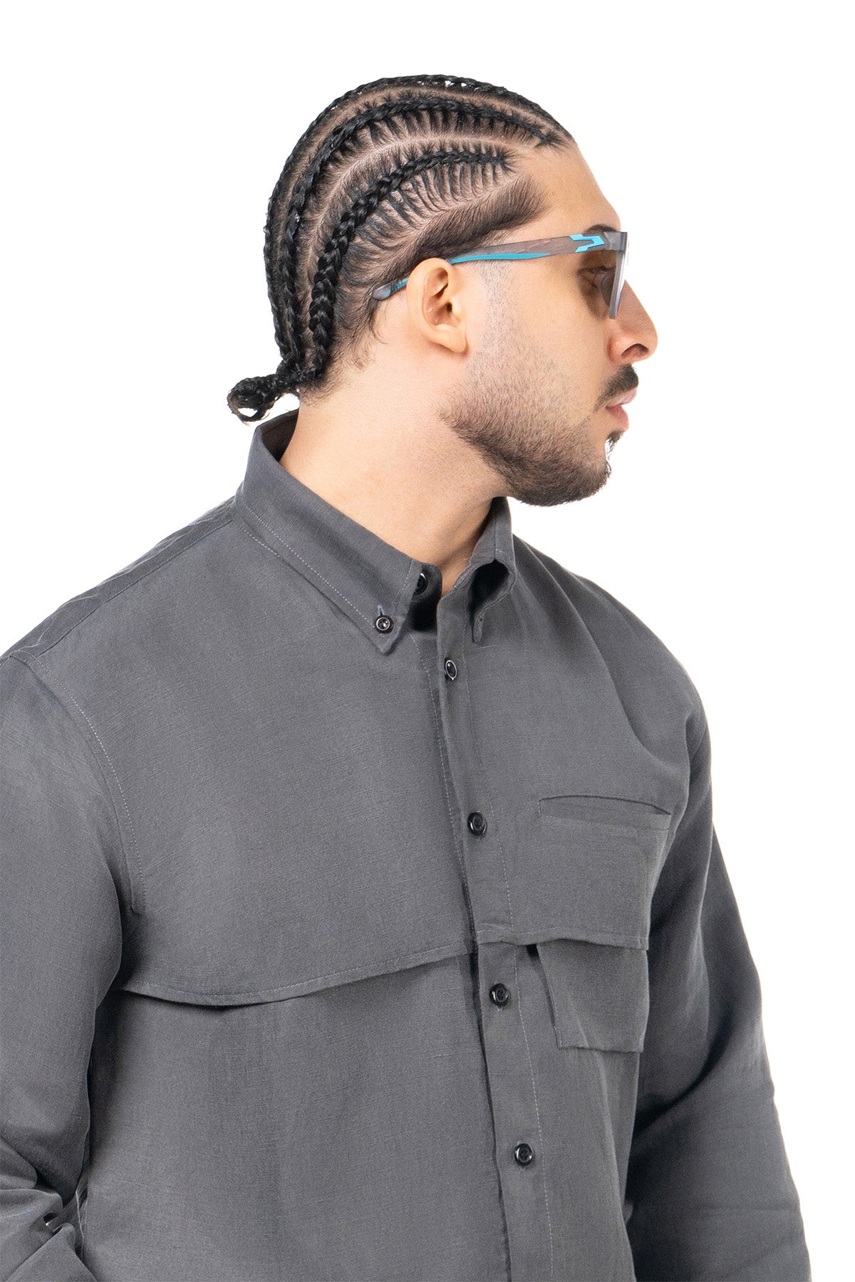 Men Gray Black Set - Shirt & Trousers