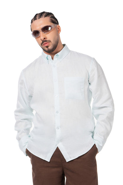 Men Light Blue & Brown Set - Shirt & Trousers