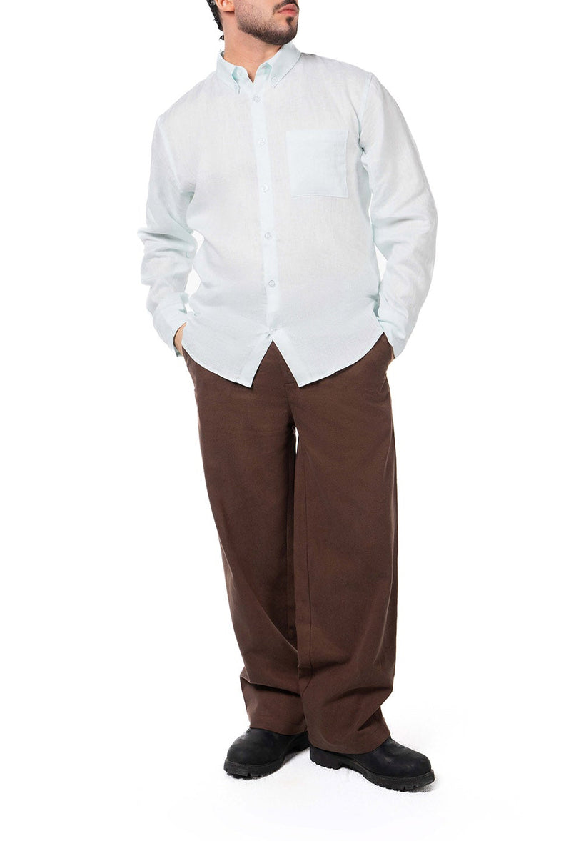 Men Light Blue & Brown Set - Shirt & Trousers
