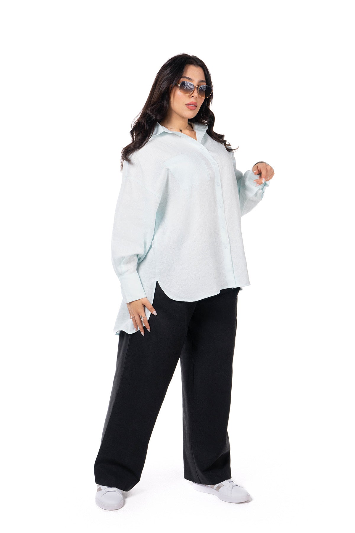 Women Light Blue & Black Set - Shirt & Trousers