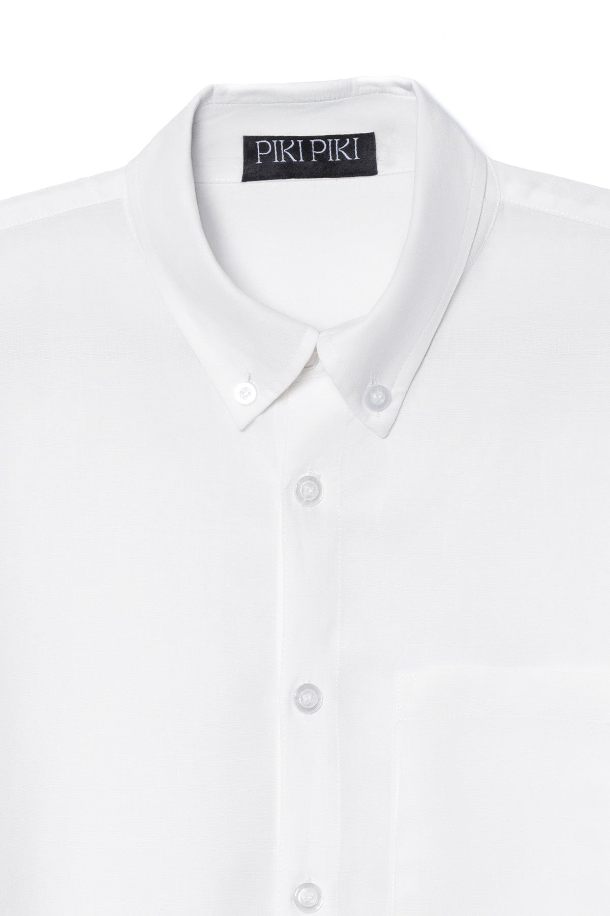 Relaxed White Rayon-Linen Shirt