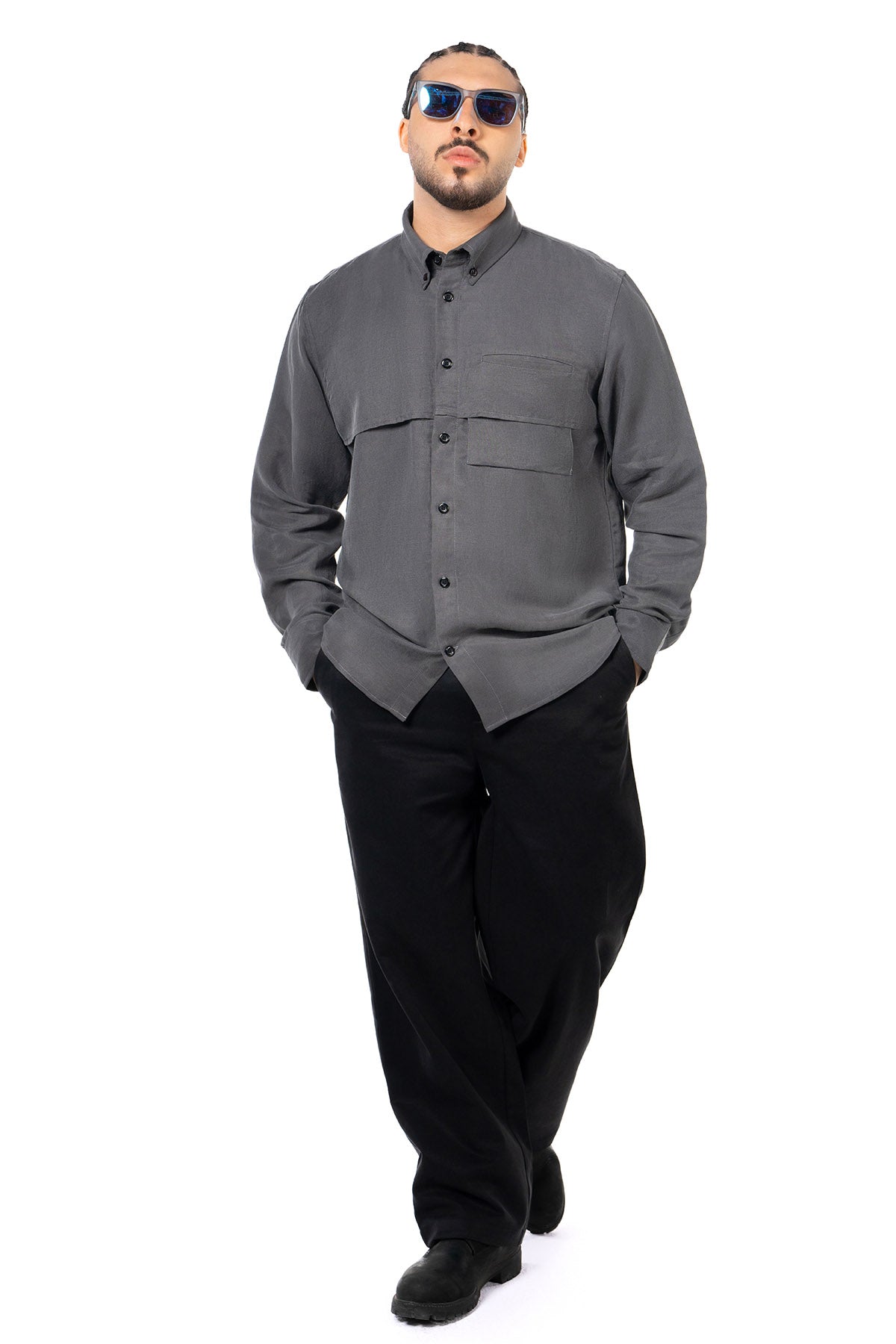 Tailored Black Tencel Trousers