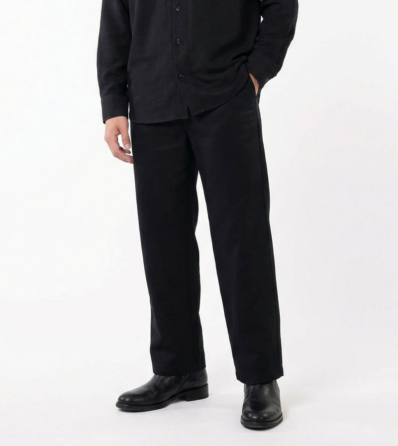 Black Rayon Linen Shirt & Black Tencel Cotton Trousers