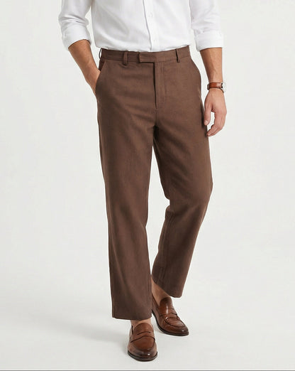 Men White Brown Set - Shirt & Trousers