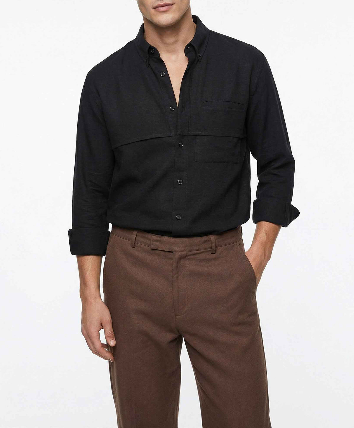 Relaxed Black Line Pocket Shirt