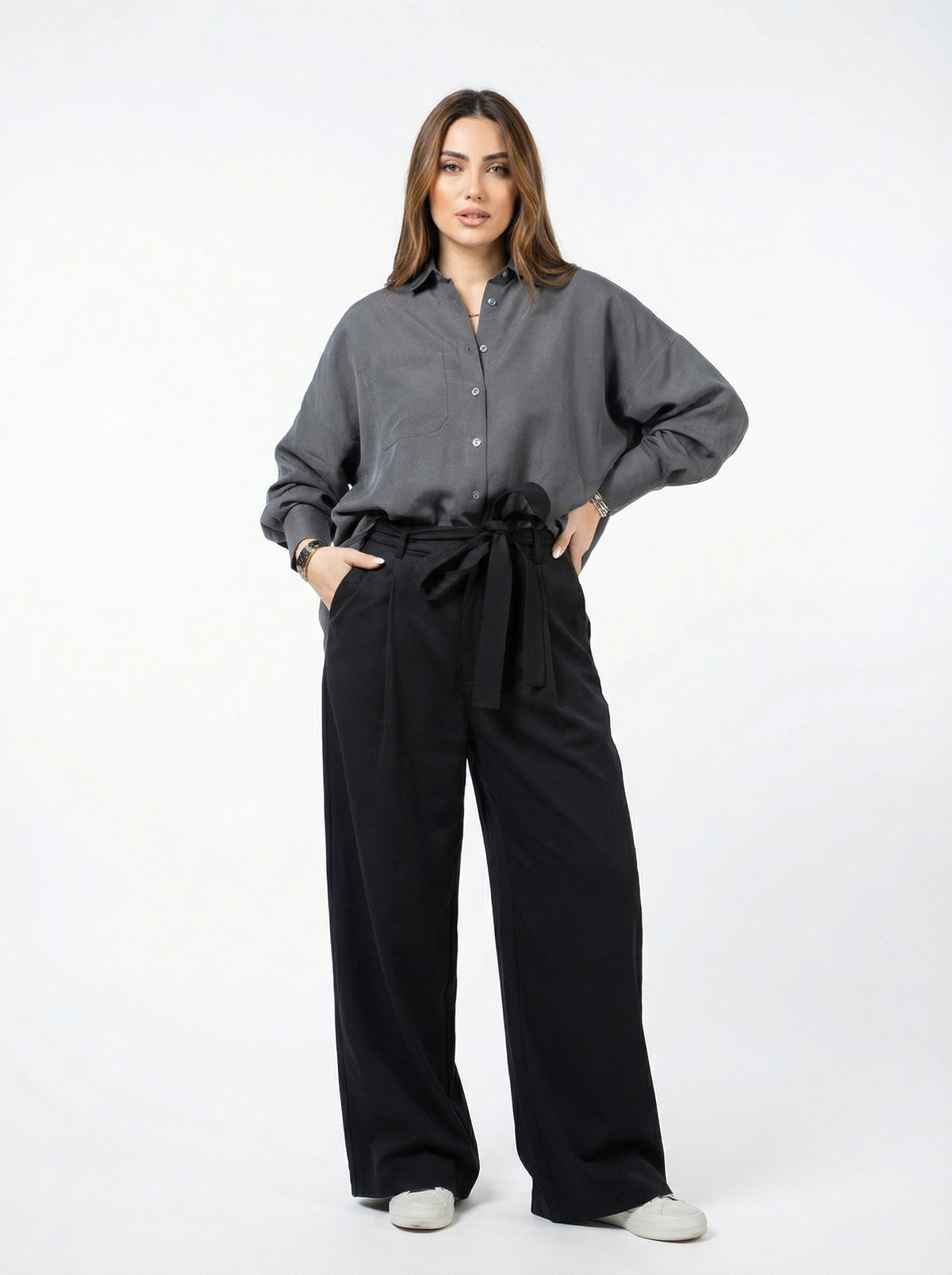Gray Cupro Rayon Linen Shirt