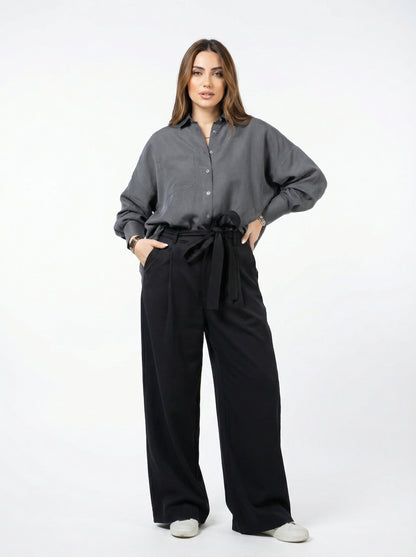 Gray Cupro Rayon Linen Shirt