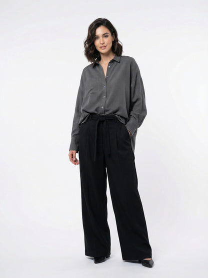 Tailored Black Tencel Trousers