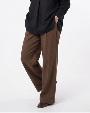 Women Black & Brown Set - rayon linen Shirt & tencel cotton Trousers 