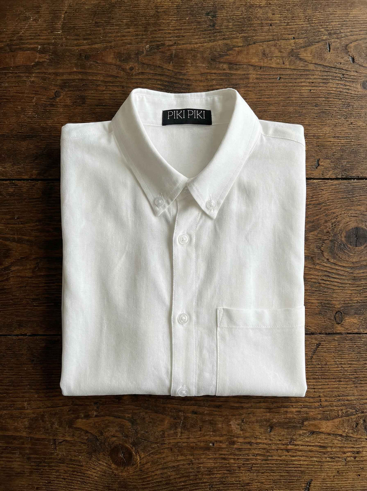 Relaxed White Rayon-Linen Shirt