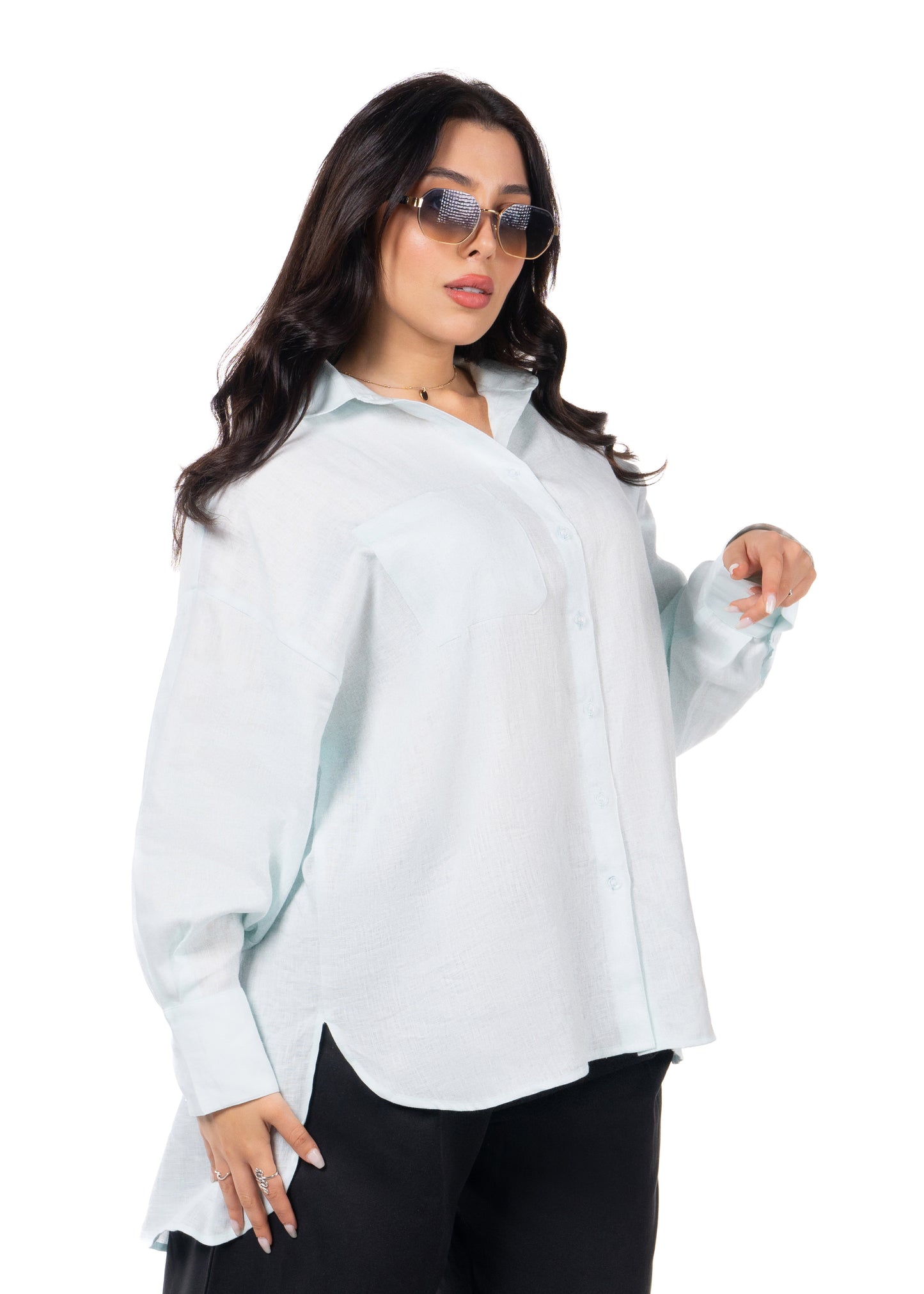 Women Light Blue & Black Set - Shirt & Trousers