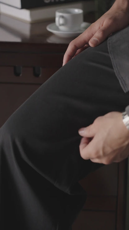 Tailored Black Tencel Trousers